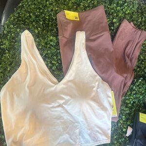 all in motion Cream Crop Tank and Mauve High-Waist Leggings